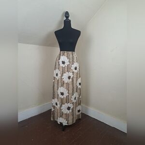 Vintage 1960-70s Nelly de Grab Metallic Floral Maxi Skirt Size XS